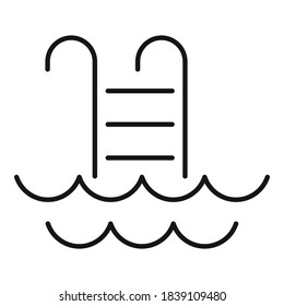 Icono de la escalera del pool. Icono vectorial de la escalera del grupo de esquemas para el diseño web aislado en fondo blanco