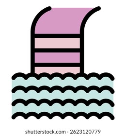 Pool ladder icon. Outline pool ladder vector icon color flat isolated