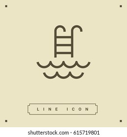 Pool ladder line vector icon