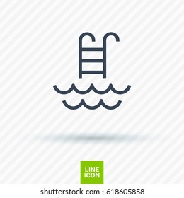 Pool ladder line vector icon
