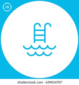 Pool ladder line vector icon