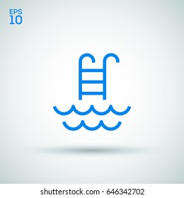 Pool ladder line vector icon