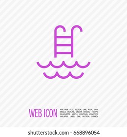 Pool ladder line vector icon