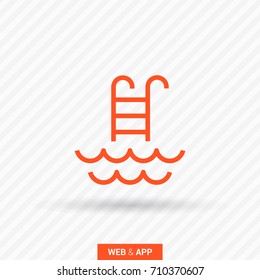 Pool ladder line vector icon