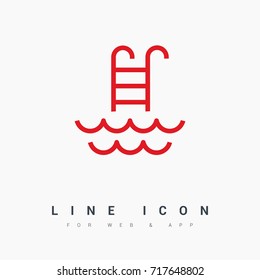 Pool ladder line vector icon