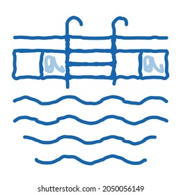 pool ladder sketch icon vector. Hand drawn blue doodle line art pool ladder sign. isolated symbol illustration