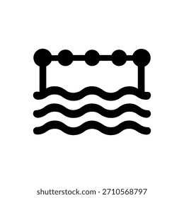 Icono de la cuerda del divisor de carril de la piscina aislado en el fondo blanco