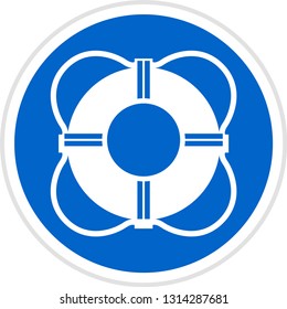 Pool life preserver ring sign. Emergency life saving equipment with graphic.