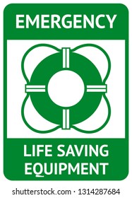 Pool life preserver ring sign. Emergency life saving equipment with graphic.