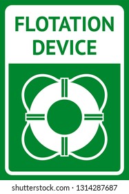 Pool life preserver ring sign. Emergency life saving equipment with graphic.