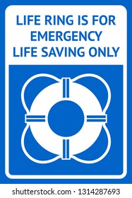 Pool life preserver ring sign. Emergency life saving equipment with graphic.