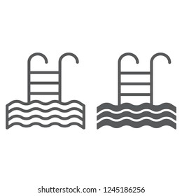 Pool line and glyph icon, swim and water, ladder sign, vector graphics, a linear pattern on a white background, eps 10.