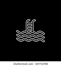 Pool Line Icon On Black Background