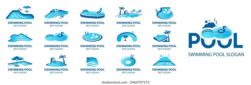 Pool logo set. Design of pool logo design inspirations.