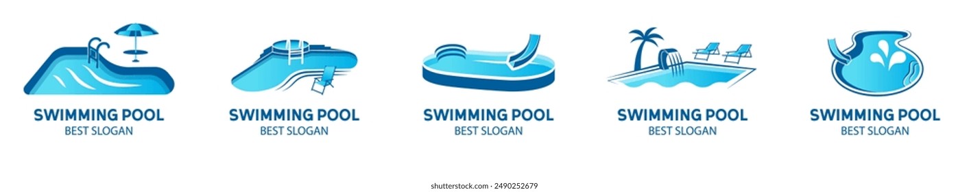 Pool logo set. Design of pool logo design inspirations.