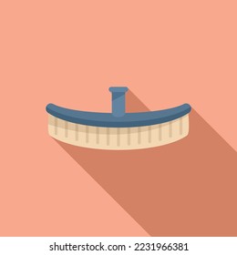 Pool mop brush icon flat vector. Water net. Cleaning service
