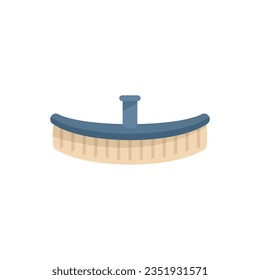 Pool mop brush icon flat vector. Water net. Cleaning service isolated