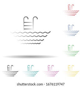 Pool multi color set icon. Simple thin line, outline vector of fitness icons for ui and ux, website or mobile application