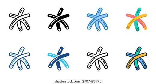 Conjunto de iconos de fideos de piscina colección de Vector de estilo múltiple 
