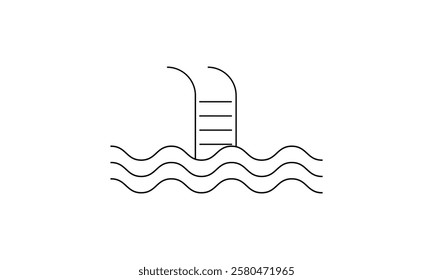 Pool outline icon isolated on transparent background flat vector illustration. EPS 10	
