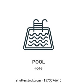 Pool outline vector icon. Thin line black pool icon, flat vector simple element illustration from editable hotel concept isolated on white background