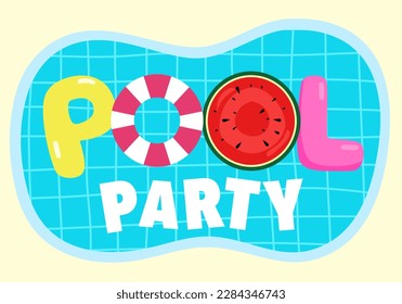 Ilustración vectorial del concepto de invitación de verano de la fiesta de la piscina.