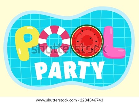 Pool party art summer invitation concept vector illustration.