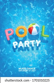 Pool Party Banner With Water And Ball