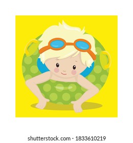 Pool Party Boy Vector Illustration
