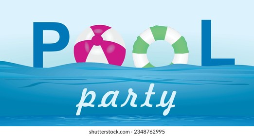 Pool party card. vector illustration
