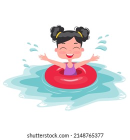 Pool Party Characters Cute Little Kid Stock Vector (Royalty Free ...