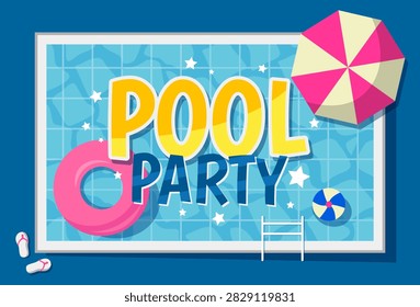 Pool party enjoy summer banner template design vector
