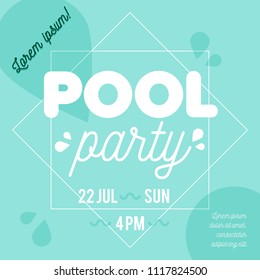 Pool party flyer, poster, invitation or banner template. Vector illustration flat design