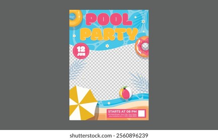 Pool Party Flyer. Social media, flyer, party, music festival, club.