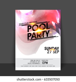 Pool Party Flyer, Template Or Banner Design With Colorful Abstract Waves.