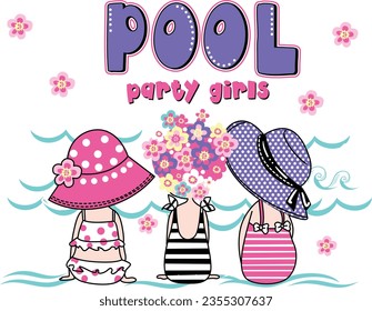 pool party girl graphic tees for girl design