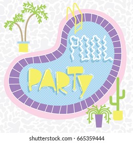 Pool party invitation card template