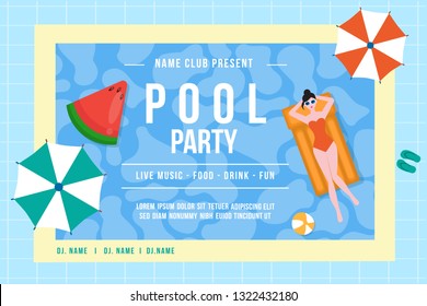 Pool party invitation concept. Vector summer illustration. - Images vectorielles
