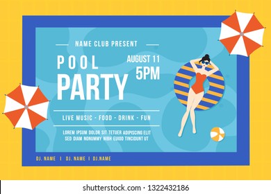 Pool party invitation concept. Vector summer illustration. - Images vectorielles
