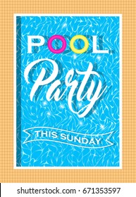 Pool party invitation design. Template for flyer and poster. Vector.