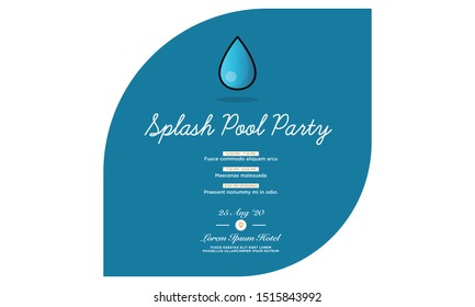 Pool Party Invitation Design with Water Drop Where and When Details