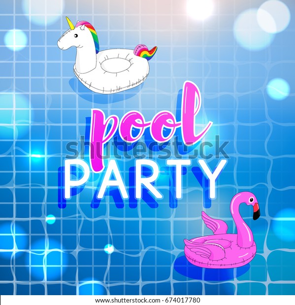 Pool Party Invitation Pool Top View Stock Vector Royalty Free