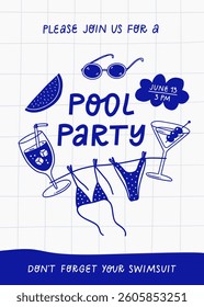 Pool party invitation. Vector illustration