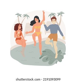 Pool Party Isolated Cartoon Vector Illustration. Teens Hanging Out Near Swimming Pool, Teenage Friends Communication, Leisure Time, Guys Jumping In The Pool, Having Fun At Party Vector Cartoon.