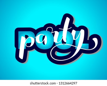 Pool party lettering. Overlapping Text Layout. Vector illustration