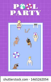 Pool Party, People in Swimming pool vector illustration