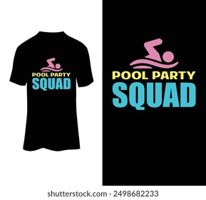 Pool party squad typography t-shirt design for sale.