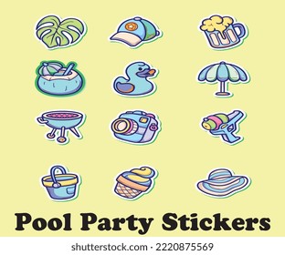 Pool party stickers made in illustrator. You can modify them change colors size etc. 
