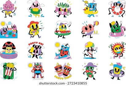 Fiesta En La Piscina Y Ilustraciones De Verano. Pictograma moderno perfecto en trazo editable.