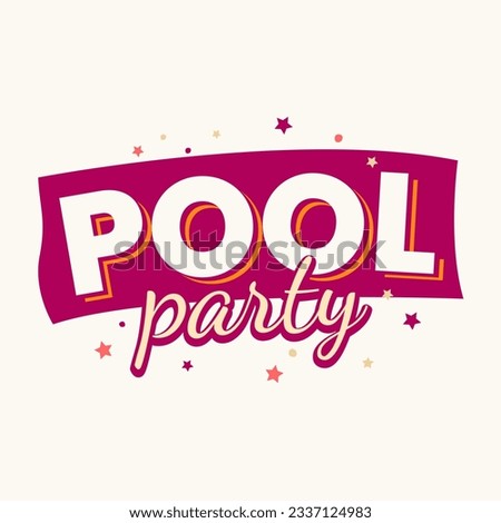 Pool party summer text icon label design vector
